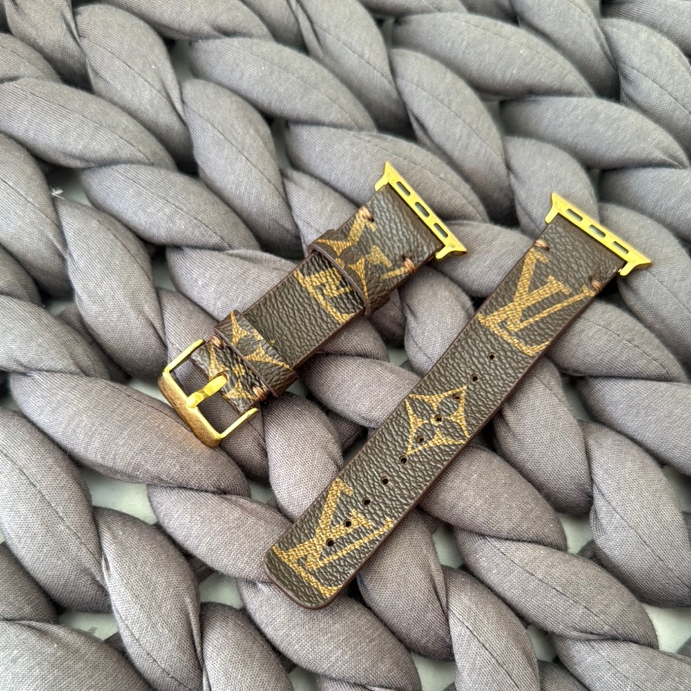 Brown and Gold Monogram Watch Band